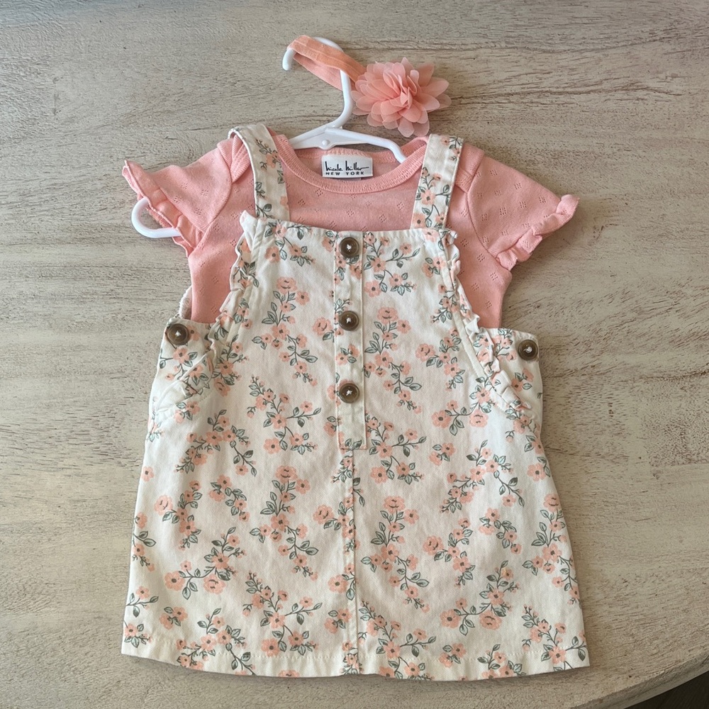 Nicole Miller Pink and Cream Floral Kids Dress